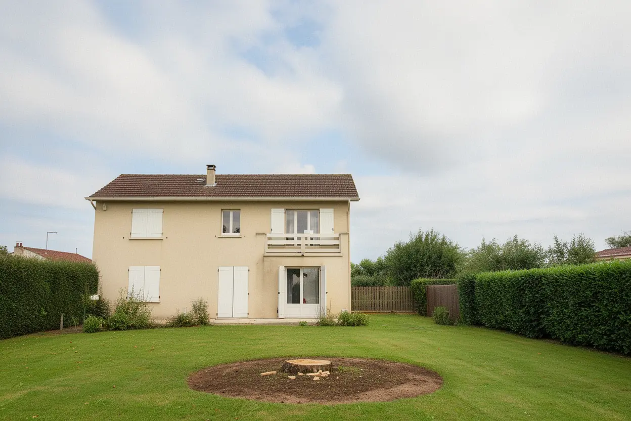 Emplacement dégagé après abattage contrôlé à Biard