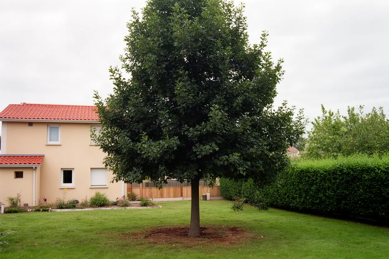 Arbre à abattre dans un jardin de Buxerolles