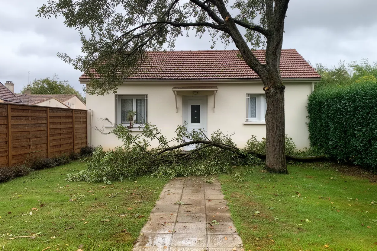 Branches instables avant intervention d'élagage à Migné-Auxances