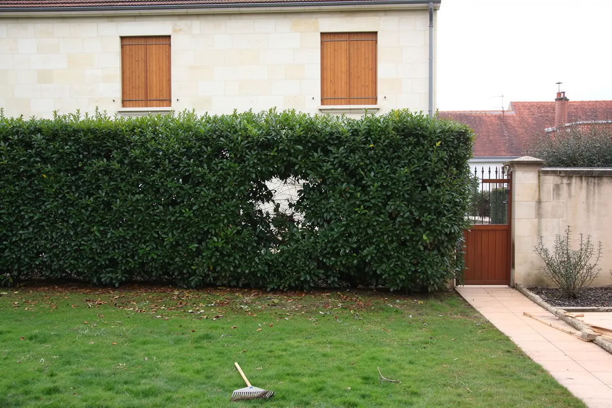 Haie taillée et allée dégagée à Poitiers