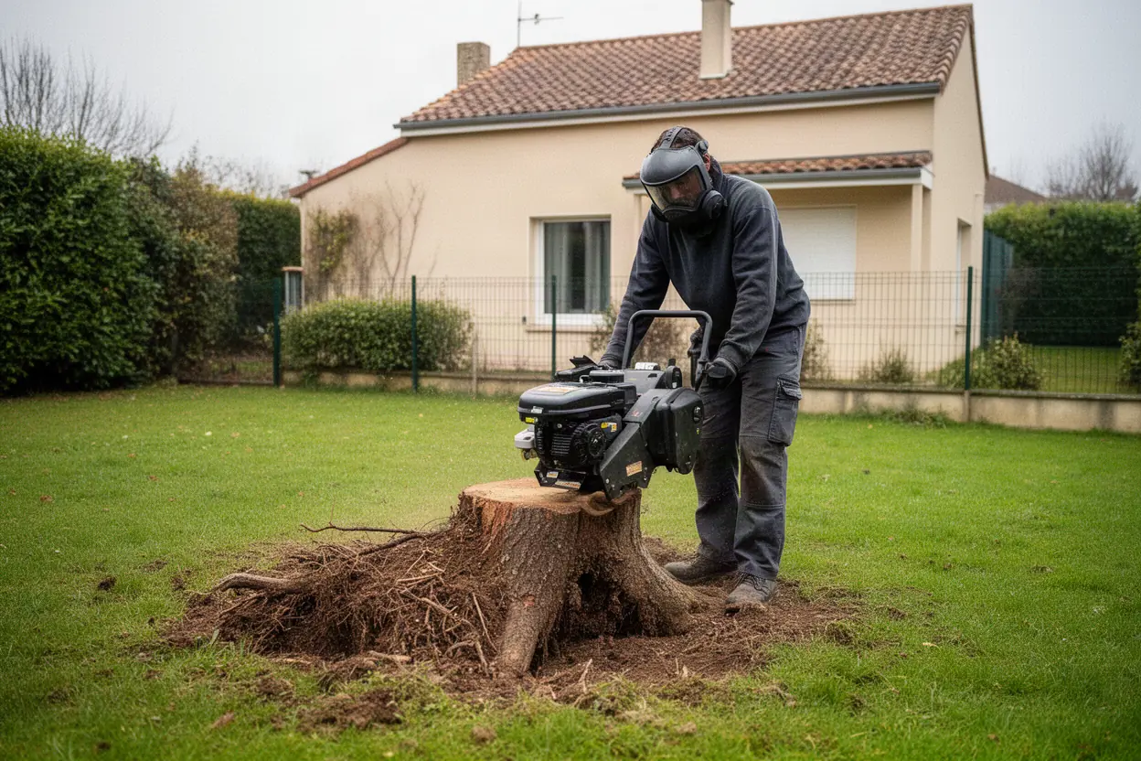 Rognage de souche jardin Saint-Benoît